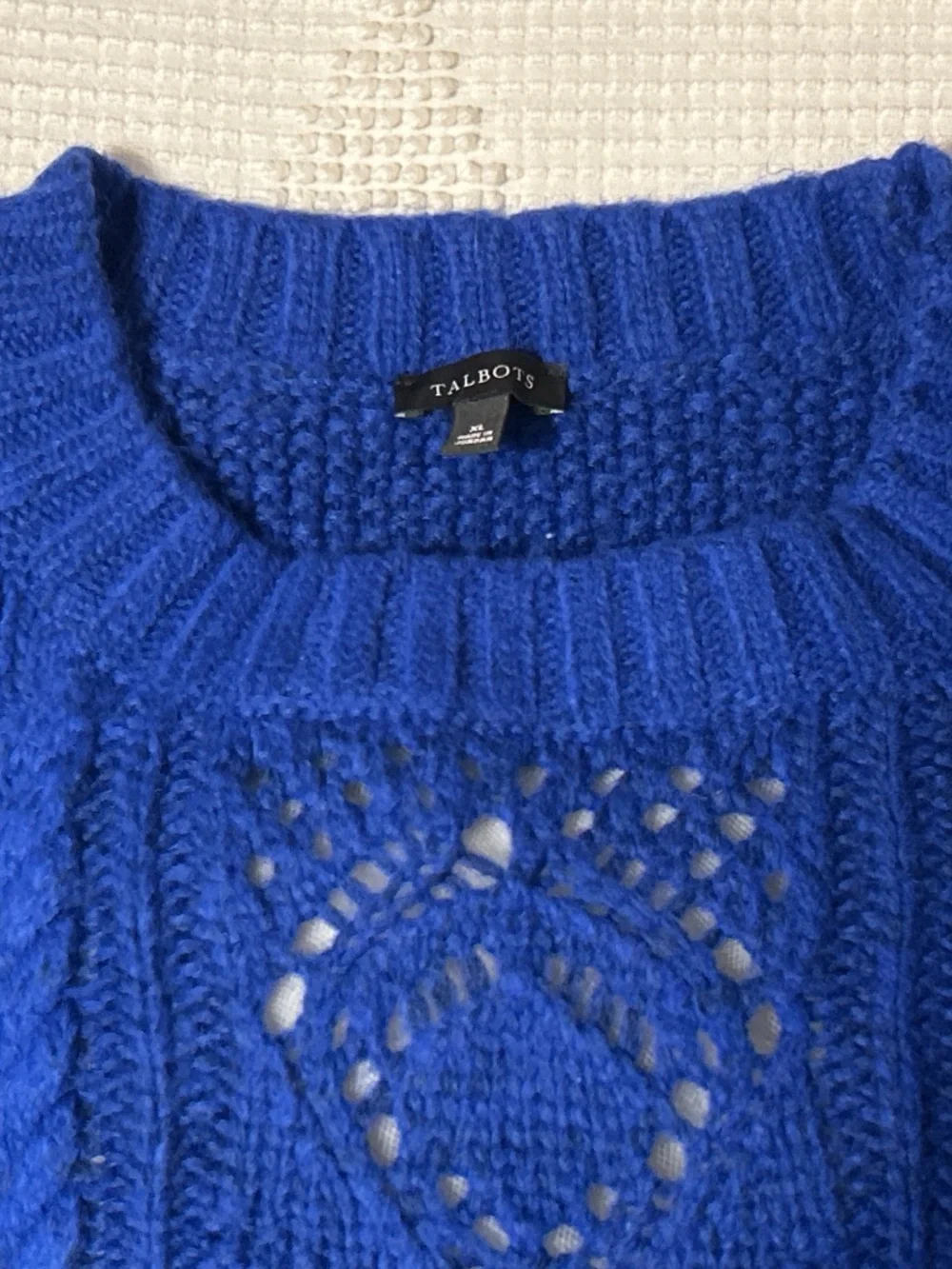 Talbots royal blue cable knot crew neck sweater XL